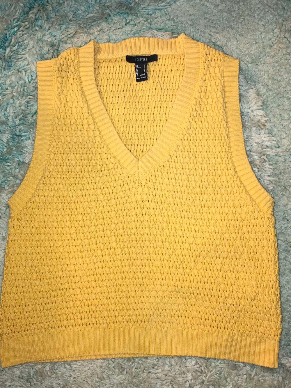Forever 21 Bright Yellow V-Neck Knit Vest